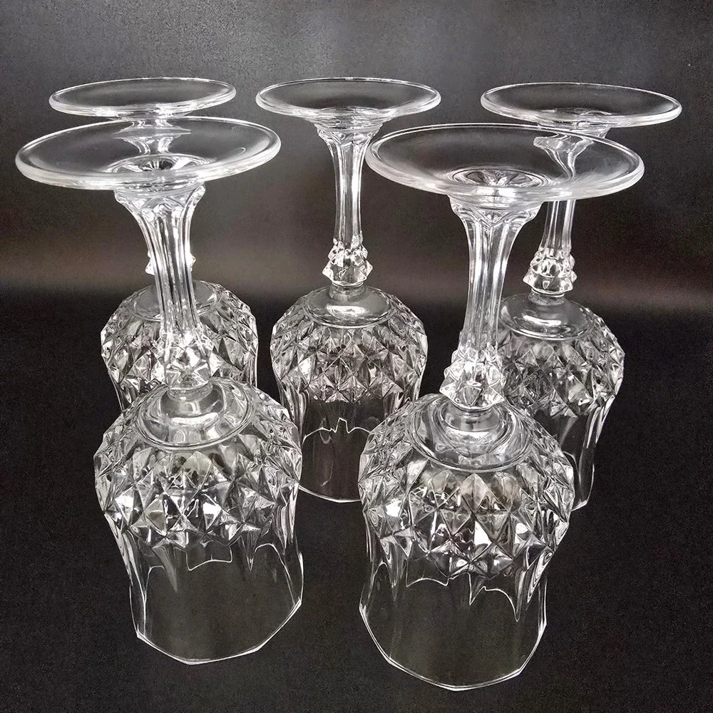 Elegant‎ Set of 5 Crystal D'Arques Cut Wine Glasses Stemware Clear Glassware